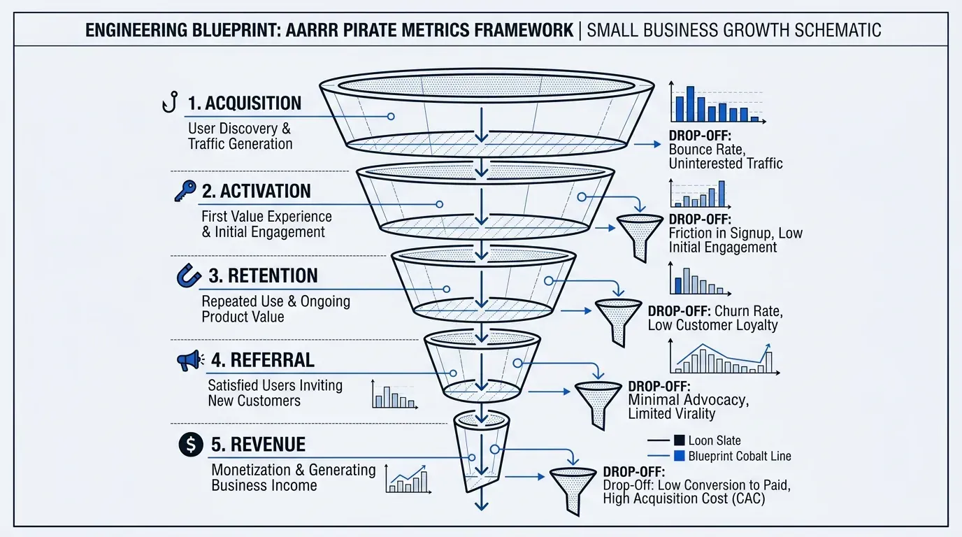 AARRR Pirate Metrics Engineering Schematic