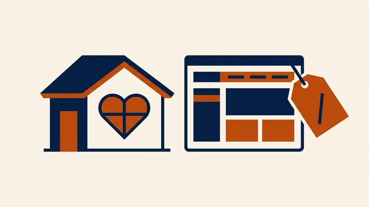 A community building with a software window and a discount tag